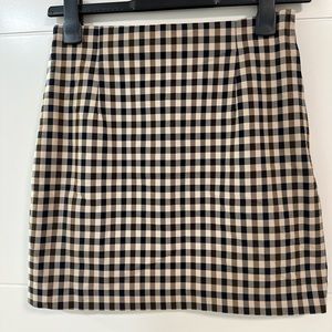 Brown & cream Mini skirt, chequered print, side zipper , above knee length H&M